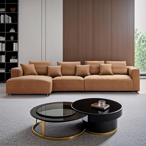 Modern Minimalist Office Sofa 87–150 in Wide with Leather