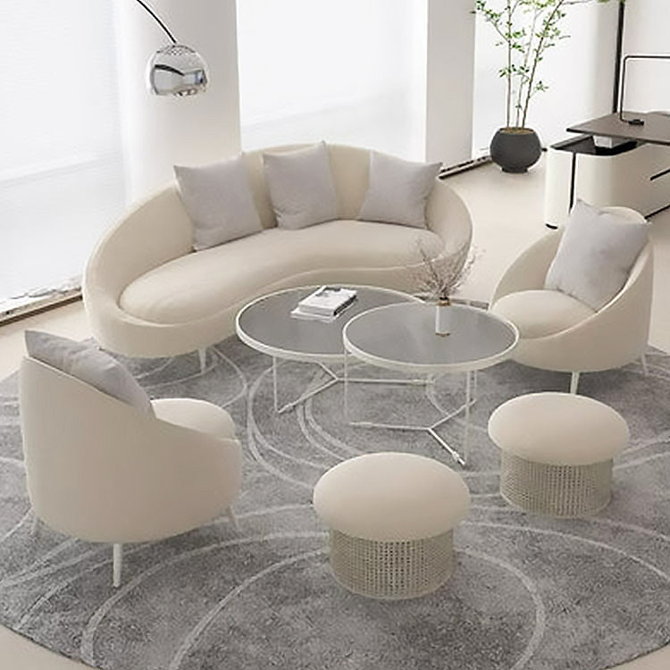 Creative Curved Small Apartment Reception Sofa for Meeting Area in Beige Color