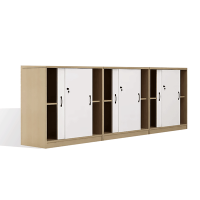 Office Storage Cabinet Partition Cabinet with Wooden Sliding Doors