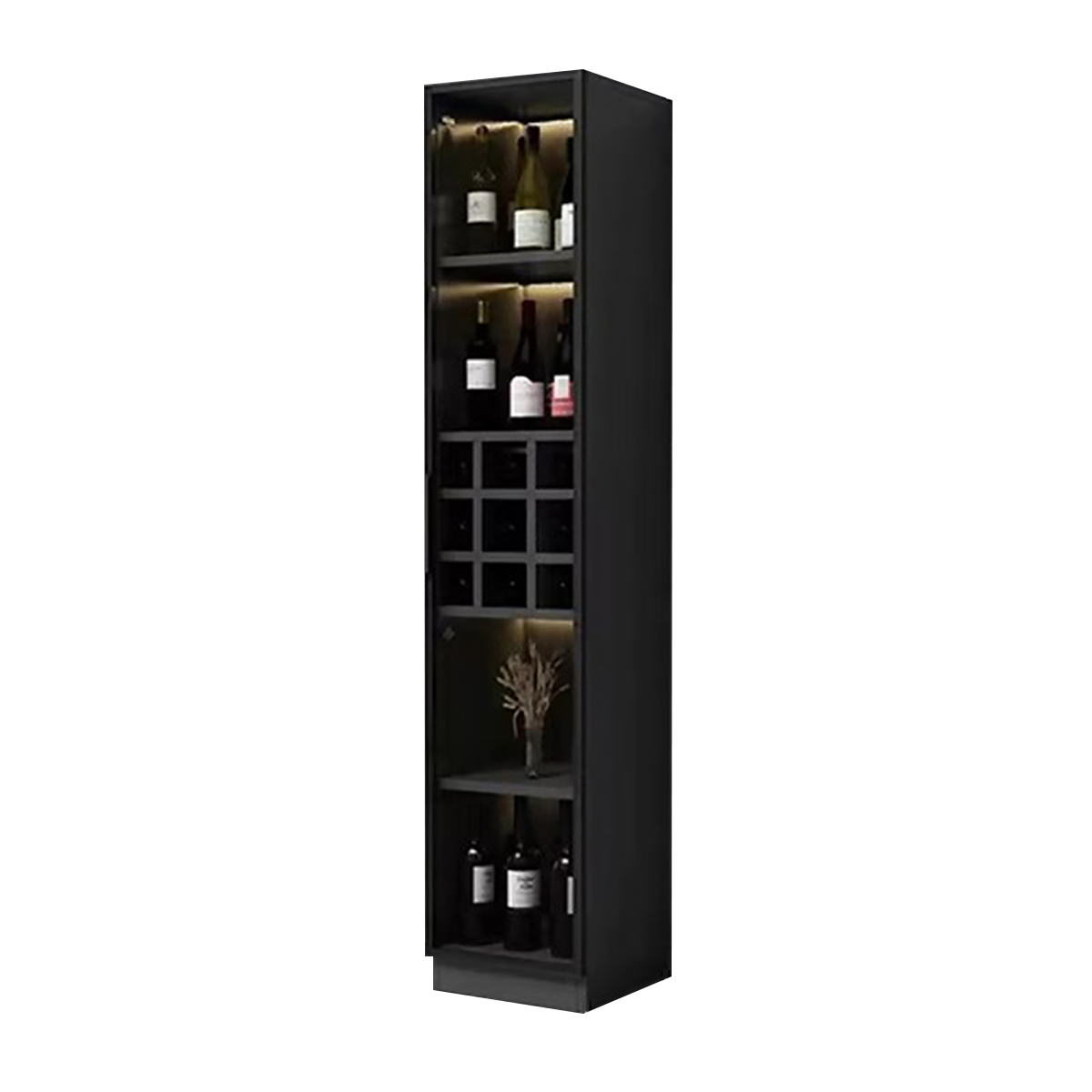 Italian-Inspired Luxurious Black Multi-Functional Display Cabinet