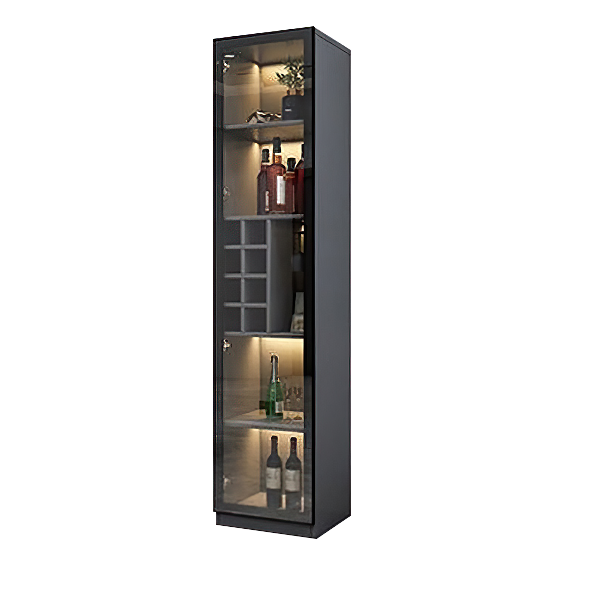 Italian-Inspired Luxurious Black Multi-Functional Display Cabinet