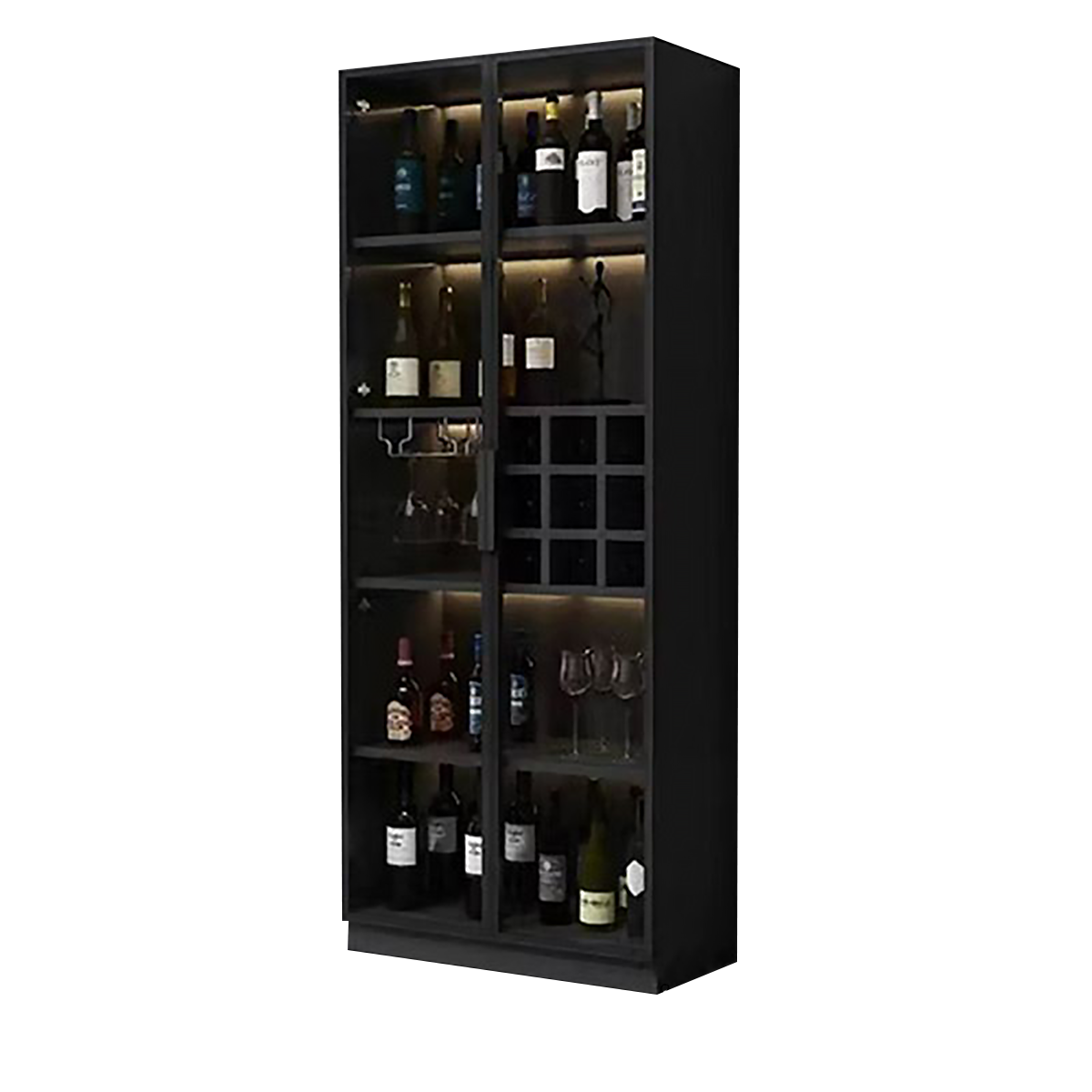 Italian-Inspired Luxurious Black Multi-Functional Display Cabinet