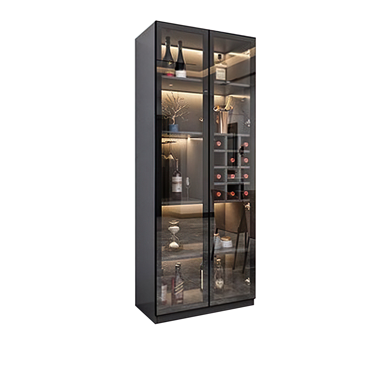 Italian-Inspired Luxurious Black Multi-Functional Display Cabinet