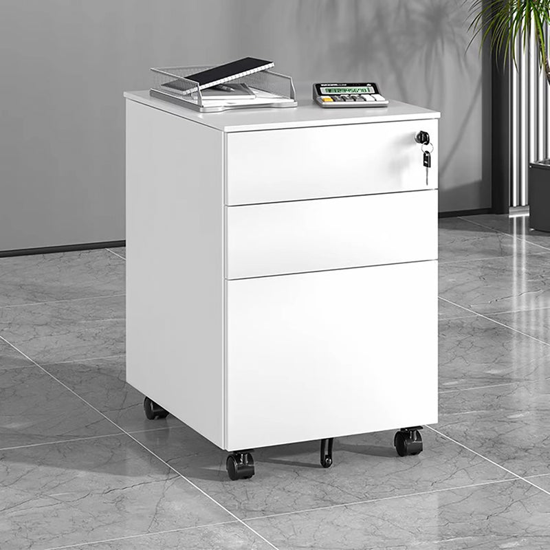 Stylish and Sturdy Lockable Storage Cabinet with Locking Caster Wheels and Unique Handles