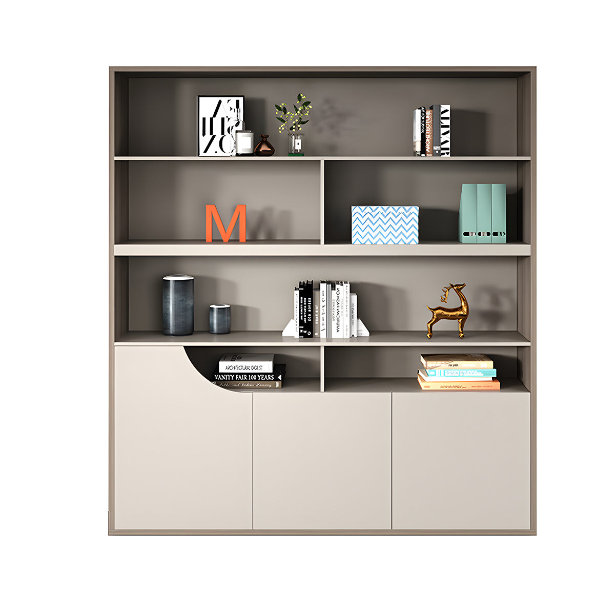 Minimalist Modern Storage Cabinet with Open and Closed Compartments