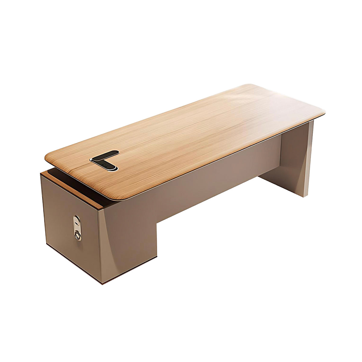 Premium Executive Desk with Power Outlet & Side Cabinet for Office