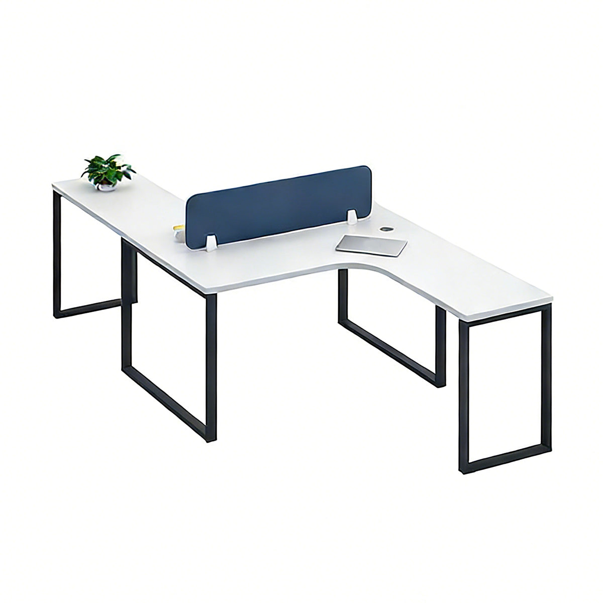 Spacious Office Desk with Privacy Panel and Cable Management