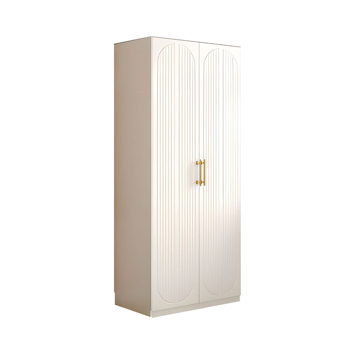 Modern MDF Wardrobe with Drawers Hanging Rods and 3D Carved Storage
