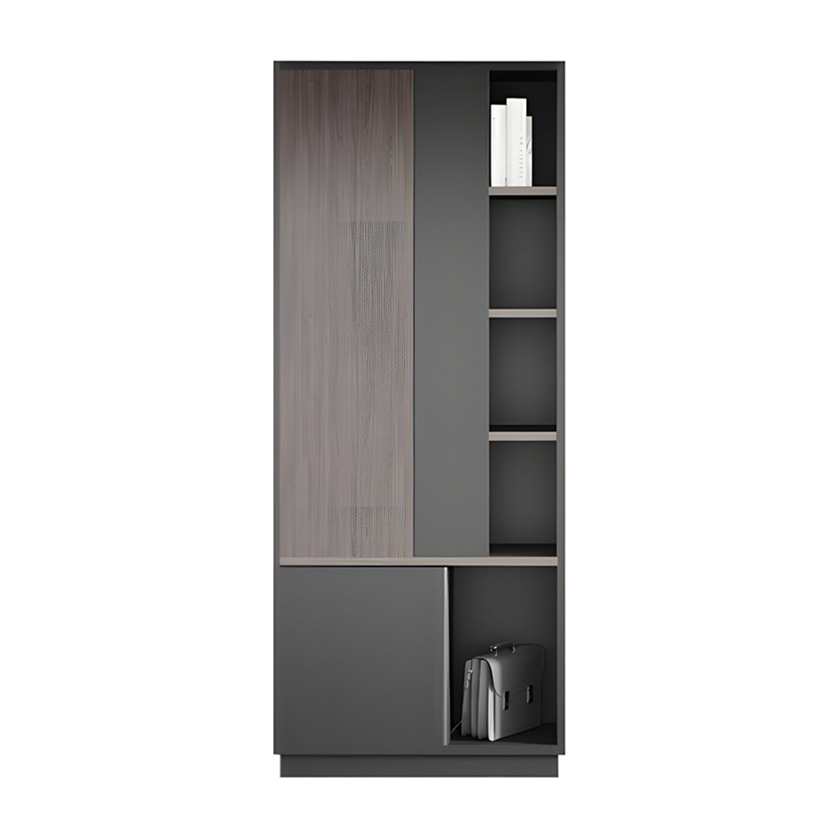 Elegant Storage Cabinet with Soft Lighting Strip and Open Storage