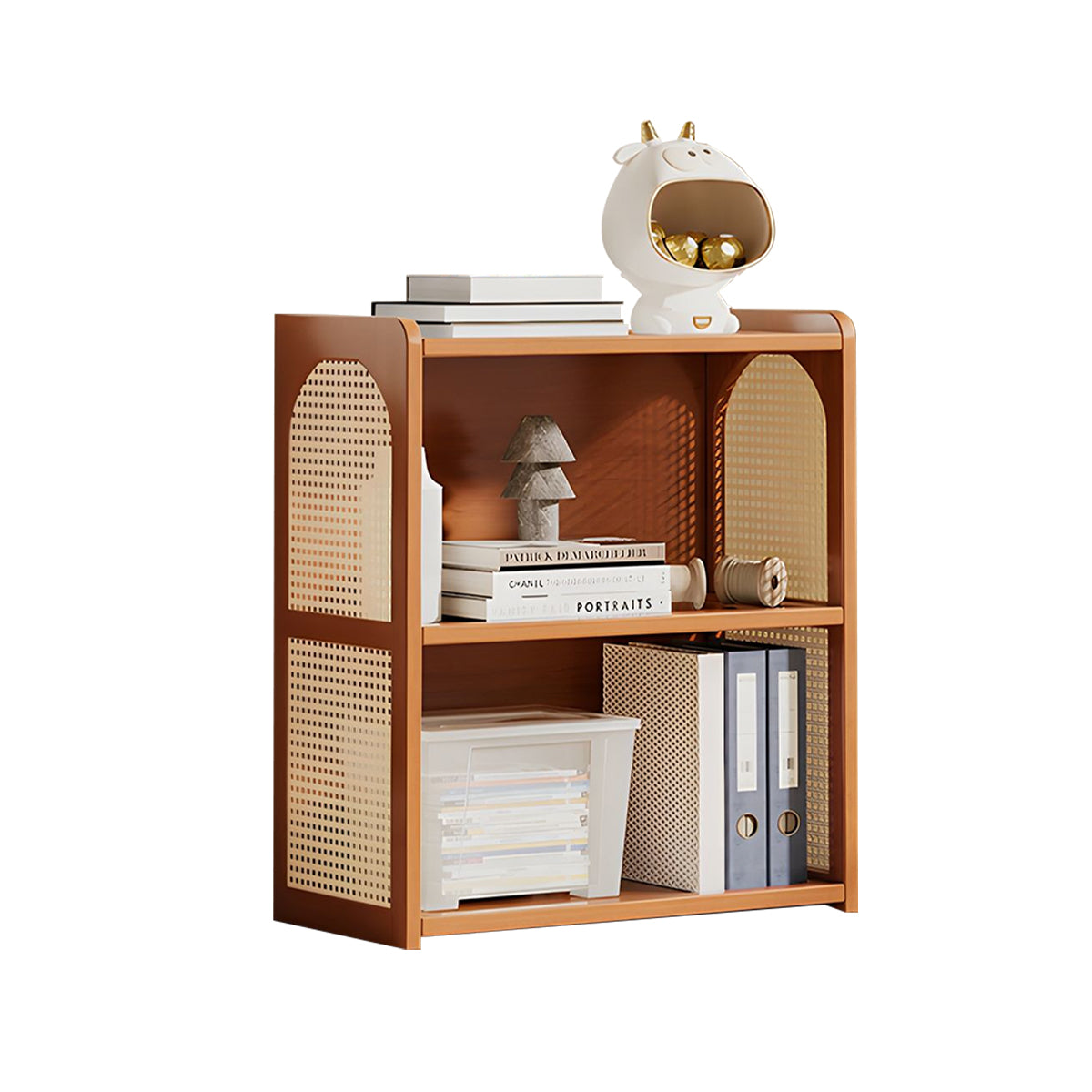 Multi-Functional Bamboo Bookshelf with Spacious Shelves and Raised Edges