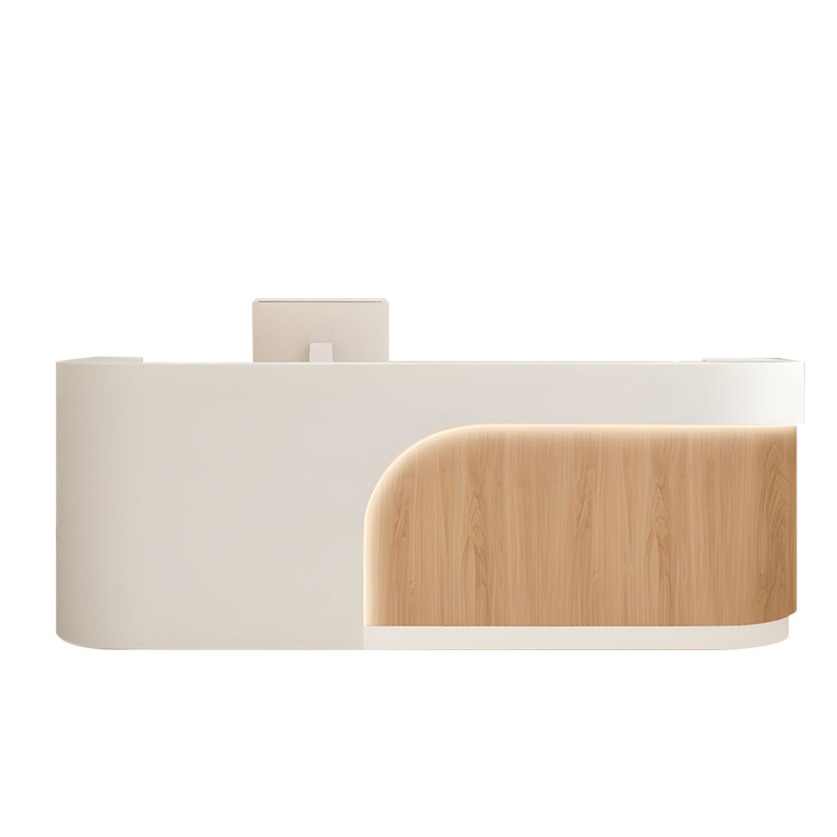 Alt Reception Modern Minimalist Reception Desk 118–177 in Wide with LED Accent Light ...