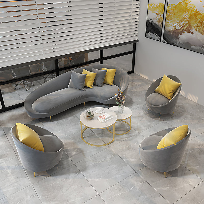 Nordic-Style Curved Fabric Sofa with Comfortable Back Support