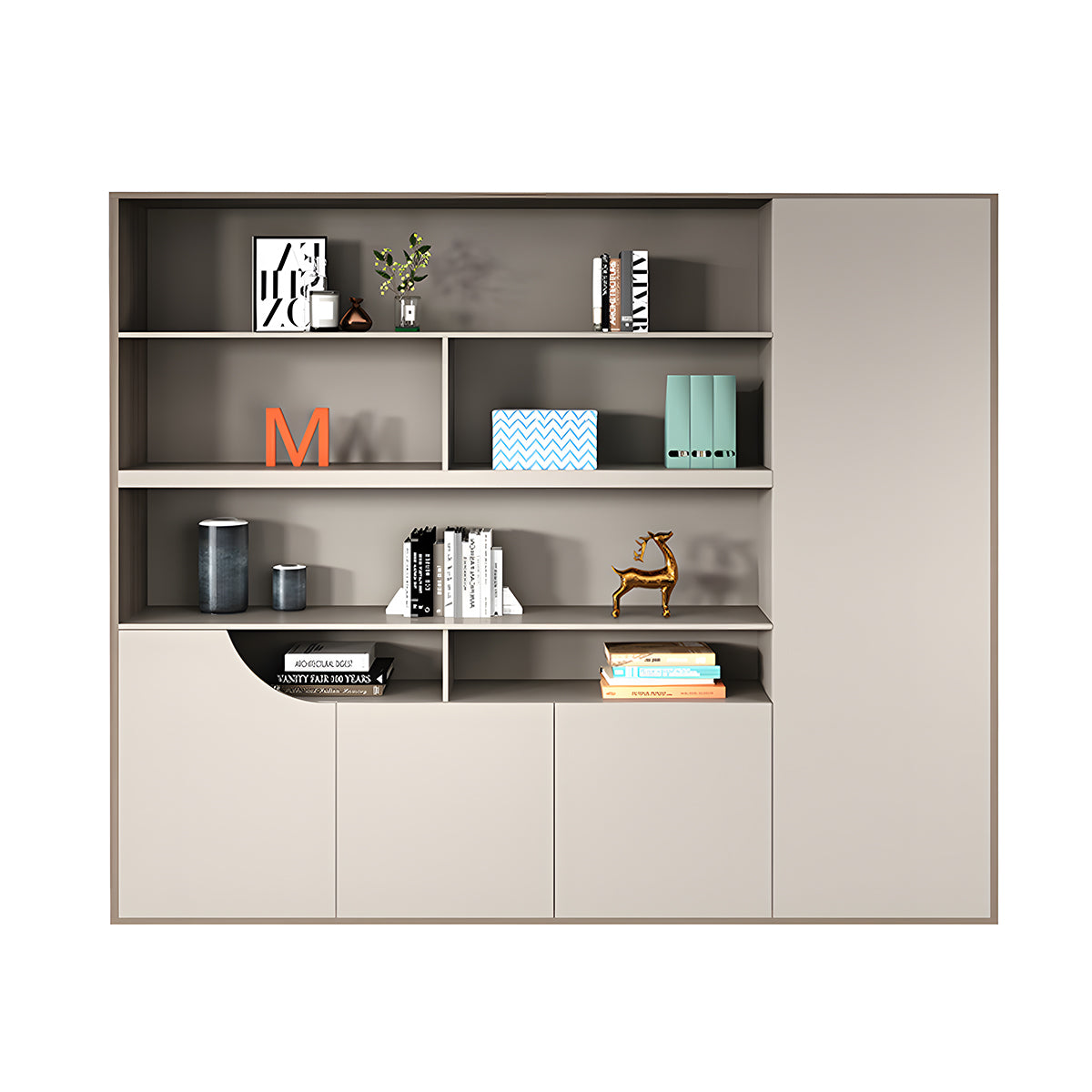 Minimalist Modern Storage Cabinet with Open and Closed Compartments