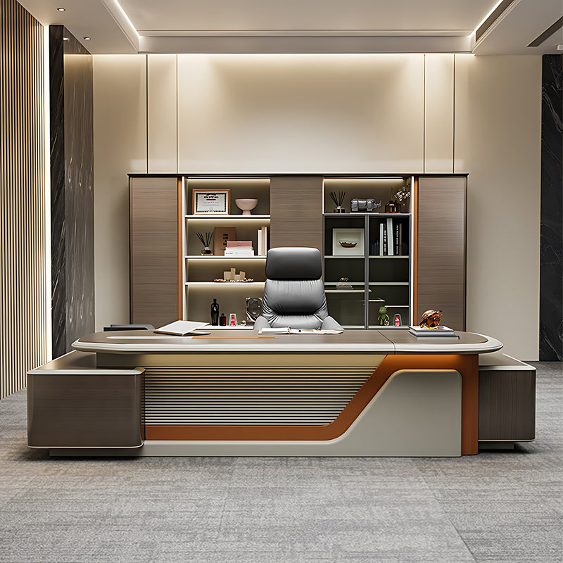 Elegant and Spacious Executive Desk with Extended Side Cabinet