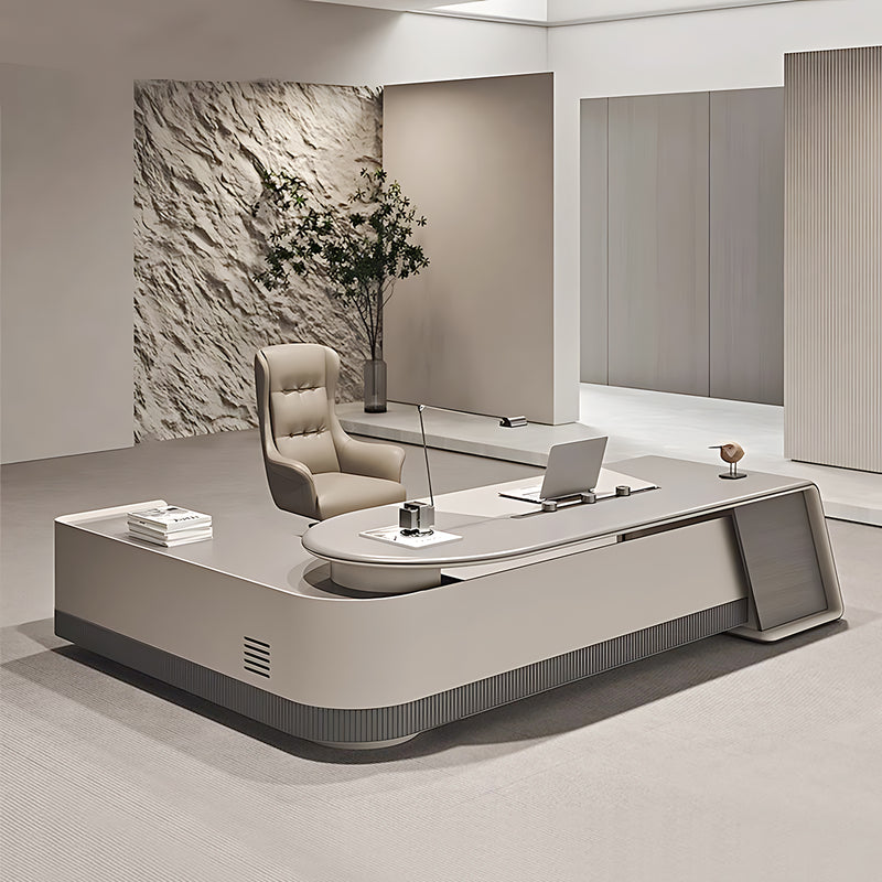 Elegant and Practical Executive Desk With Oversized Rounded Curved Legs