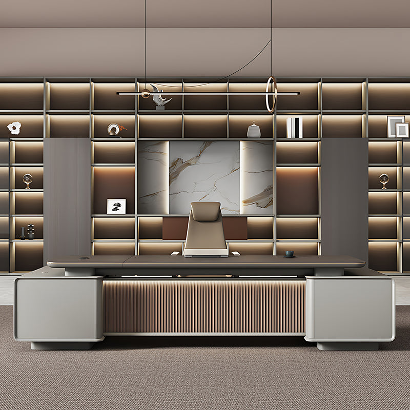 Luxurious and Stylish Executive Desk With Large-Capacity Storage Cabinet Design