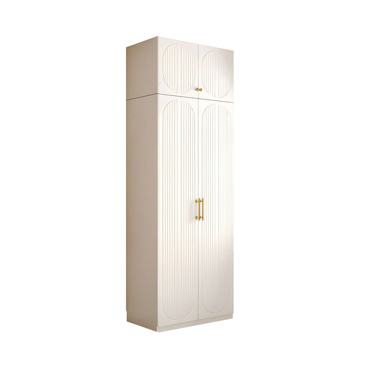 Modern MDF Wardrobe with Drawers Hanging Rods and 3D Carved Storage
