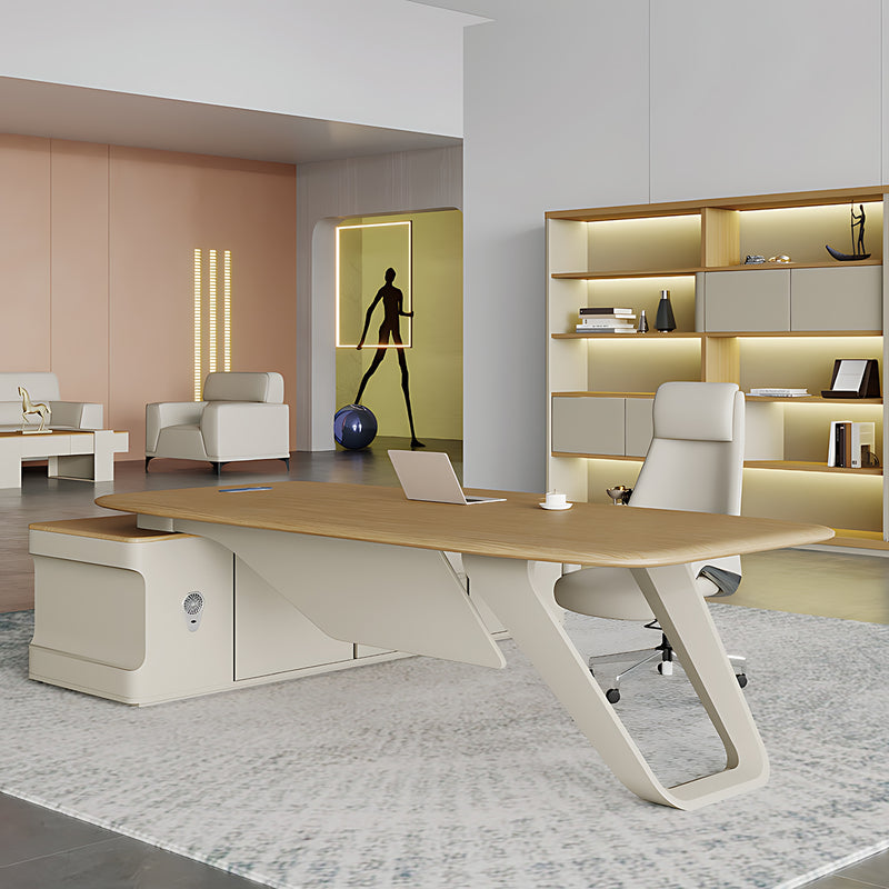 High-End Executive Desk with Unique Privacy Panel and Leg Design