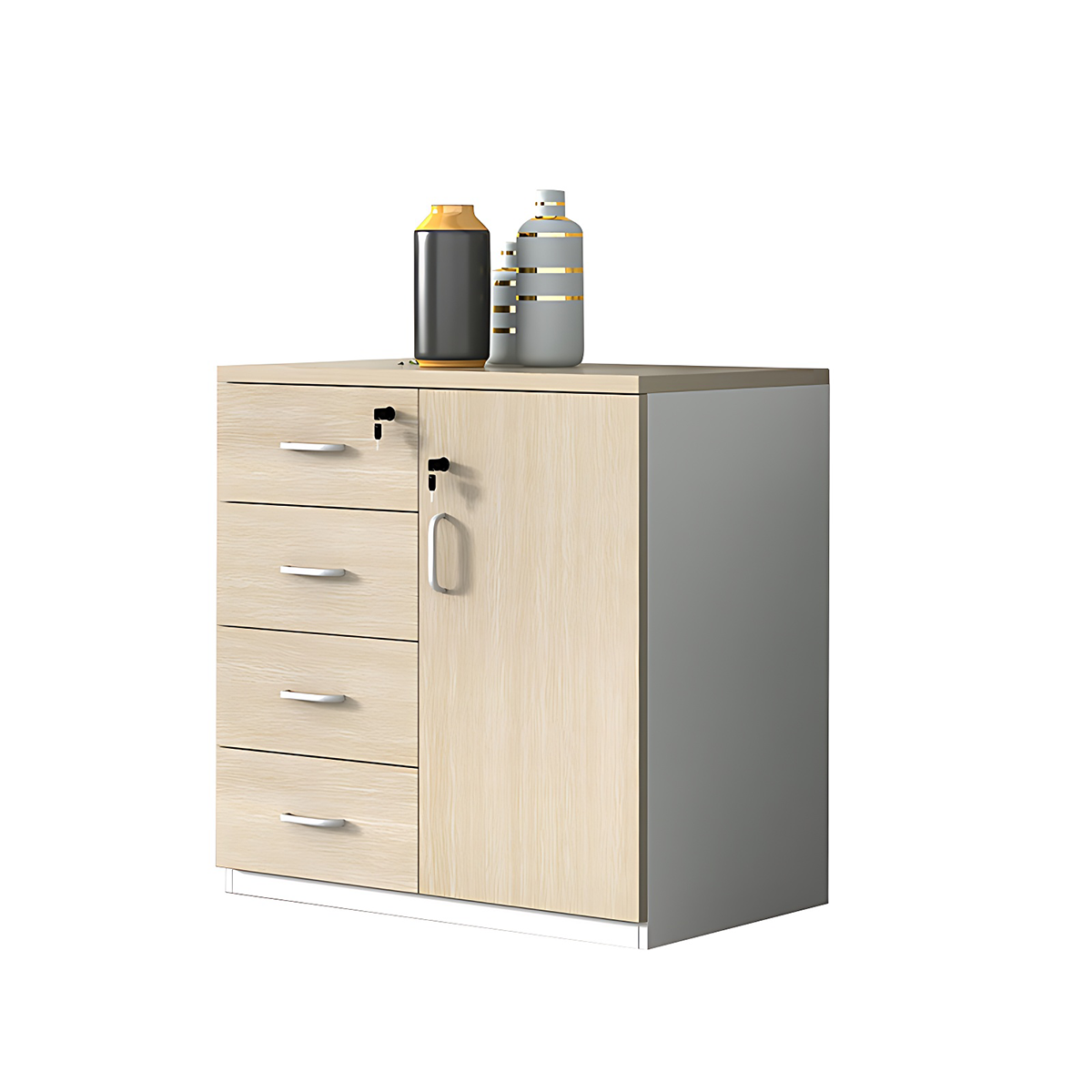 Minimalist Functional Storage Cabinet with Shelves and Drawers