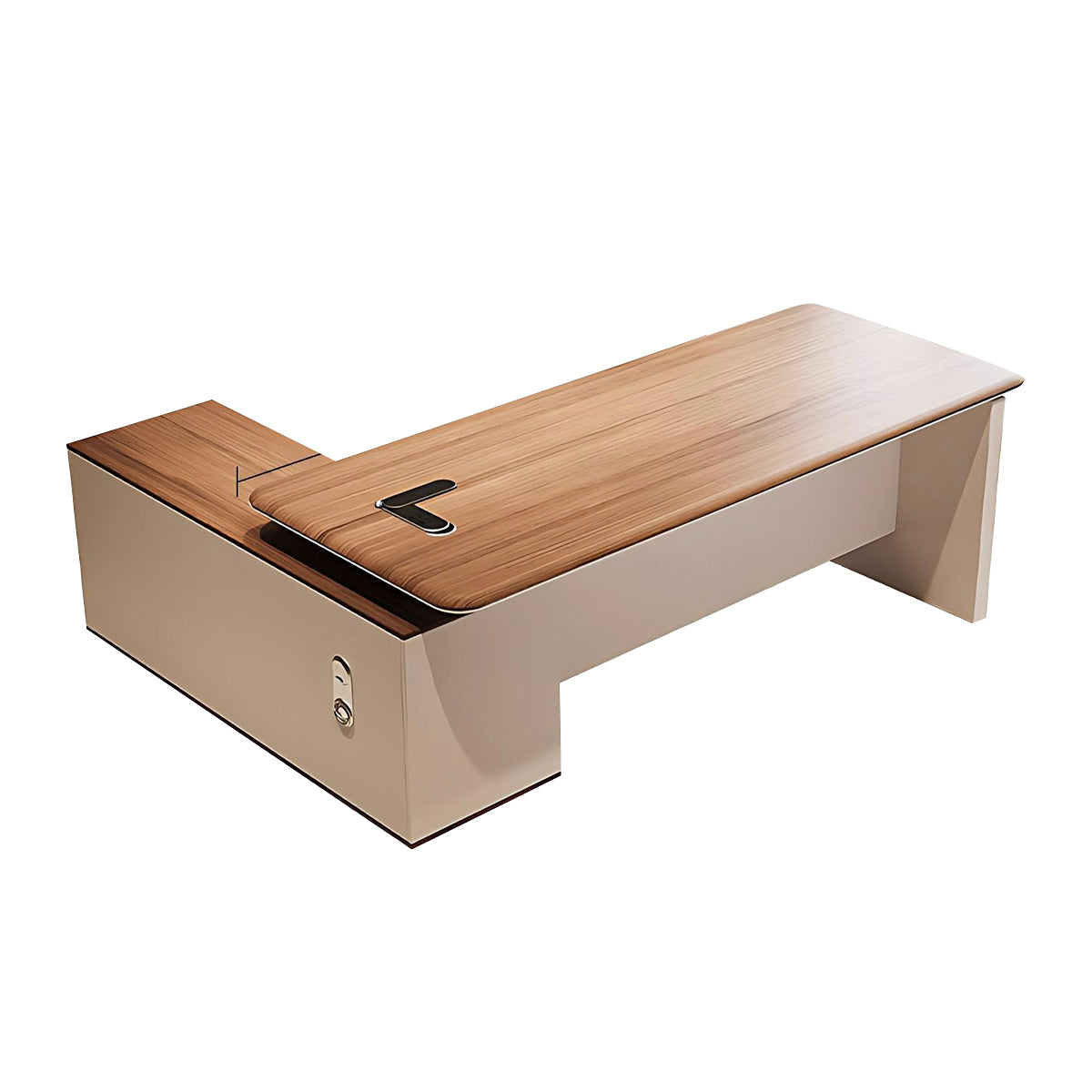 Premium Executive Desk with Power Outlet & Side Cabinet for Office