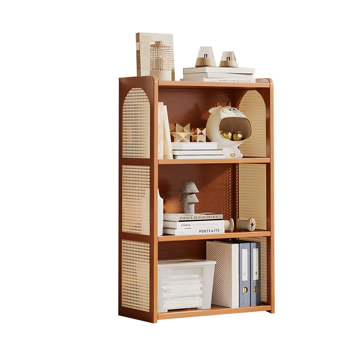 Multi-Functional Bamboo Bookshelf with Spacious Shelves and Raised Edges