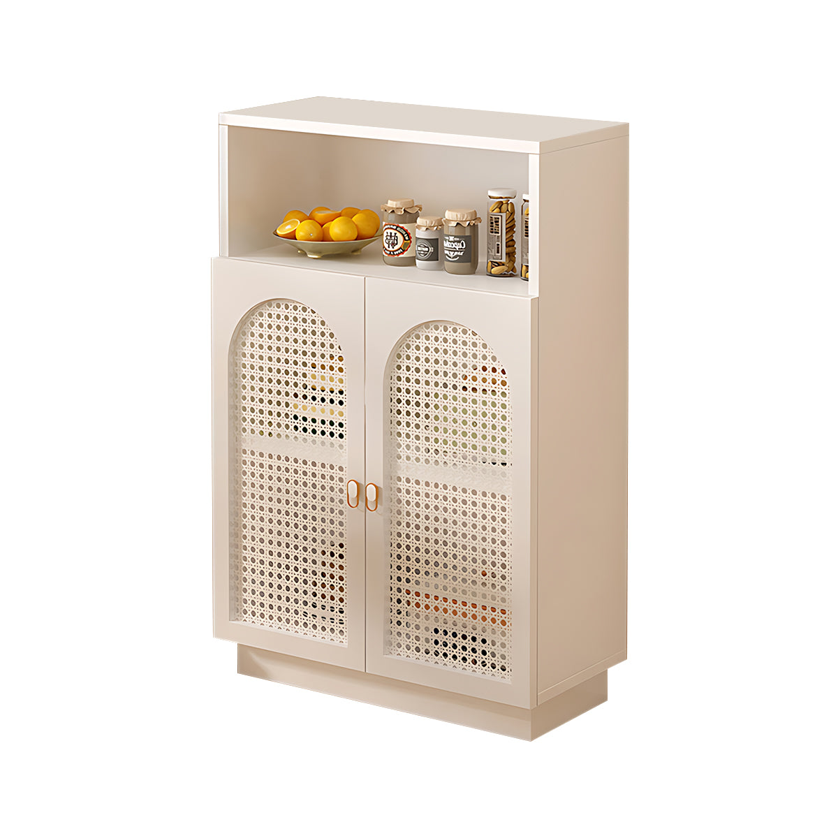 Modern Rattan Buffet Sideboard with Adjustable Shelves and Cabinet Storage