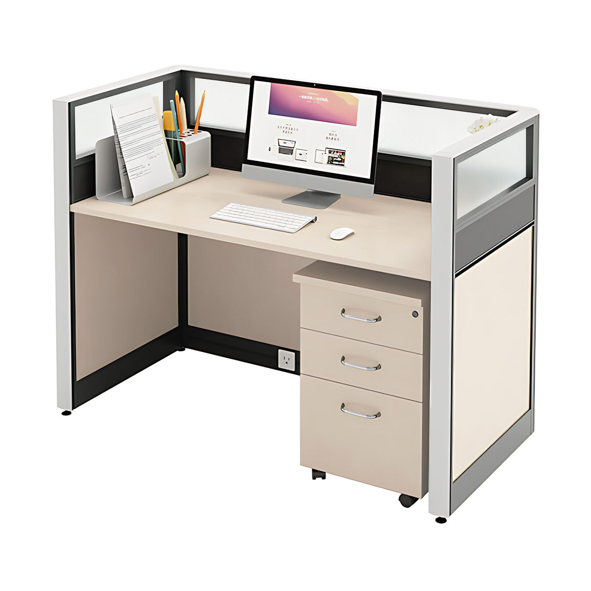 Modern Minimalist L-Shaped Office Desk 49–149 in Wide with Cable Management, Lockable Drawers, Steel Frame & Adjustable Height