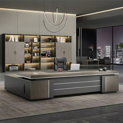 Luxurious L-Shaped Executive Desk with Two-Tone Design