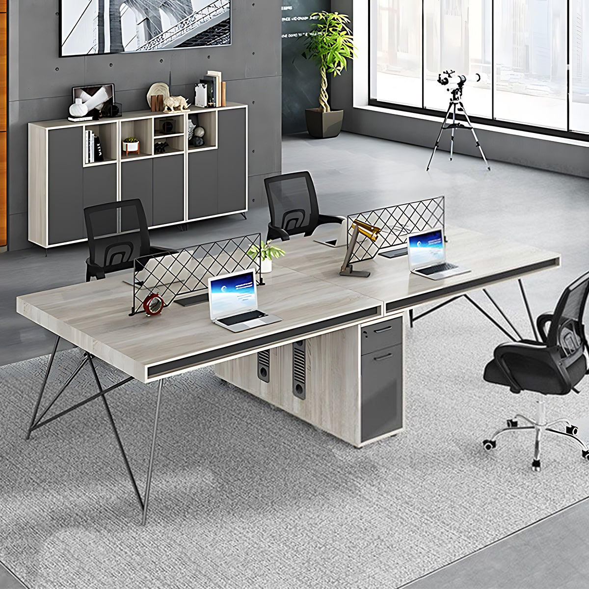 Multifunctional Modular Minimalist Employee Desk with Stable Leg Design