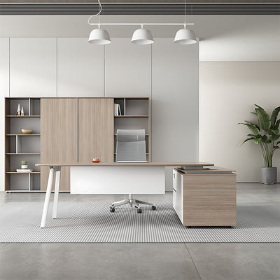 Minimalist Functional Executive Desk with White Privacy Panel