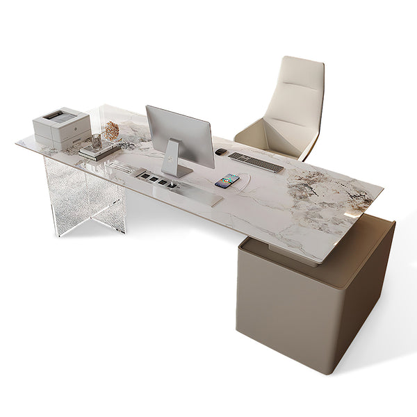 Sleek and Sophisticated Office Desk with Unique Clear Acrylic Legs Anzhap