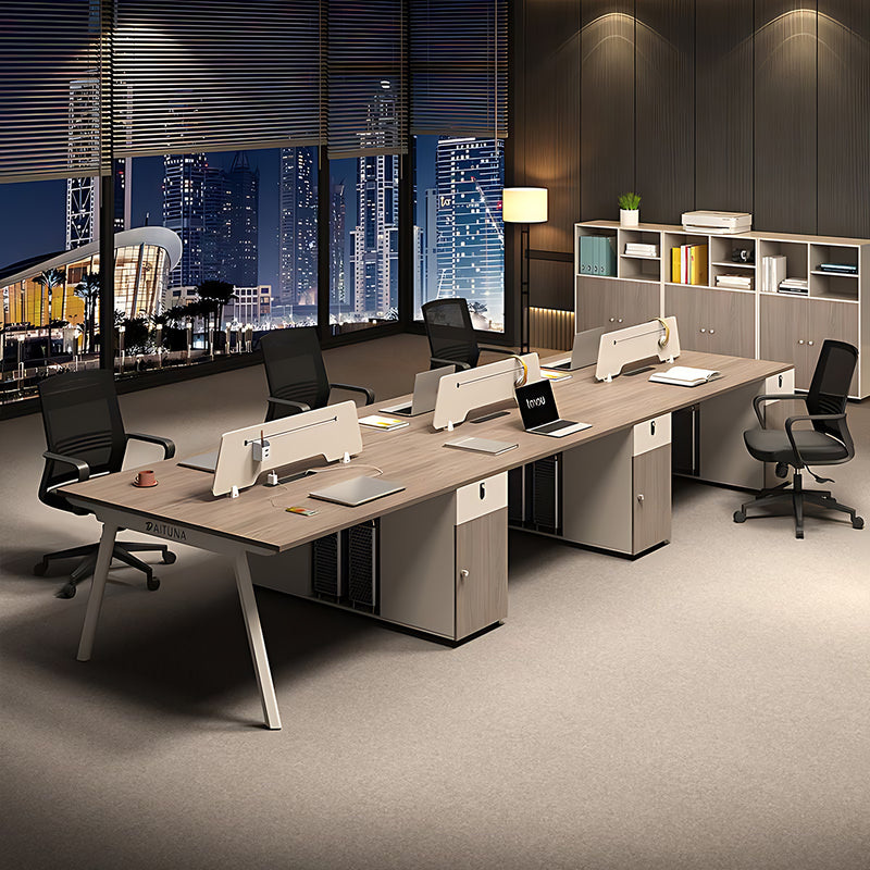 Light Luxury and Stylish Office Desk with a Thick Tabletop and Refined Desktop Privacy Panel Design