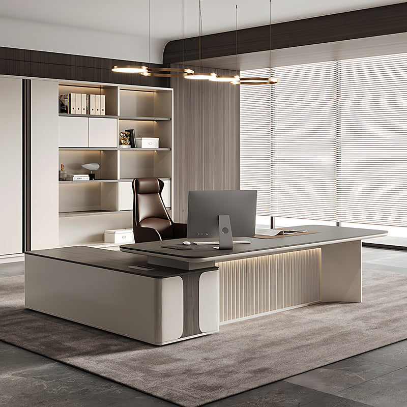 Premium Wide-Surface Executive Desk With Solid Side Cabinet