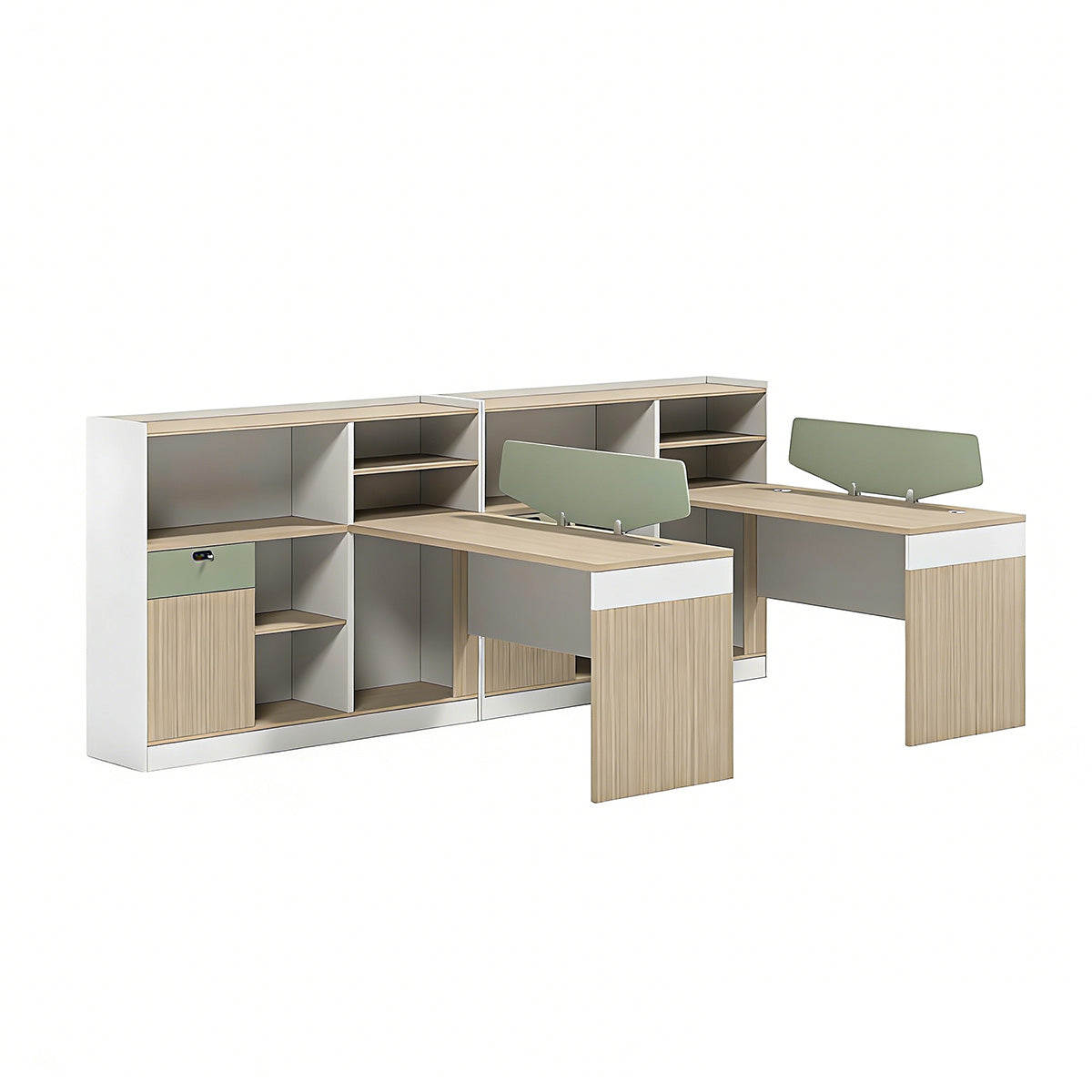 Minimalist Modern Office Desk with Built-In Power Outlets, Ample Side Storage