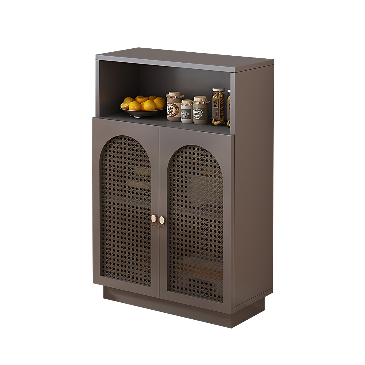 Modern Rattan Buffet Sideboard with Adjustable Shelves and Cabinet Storage