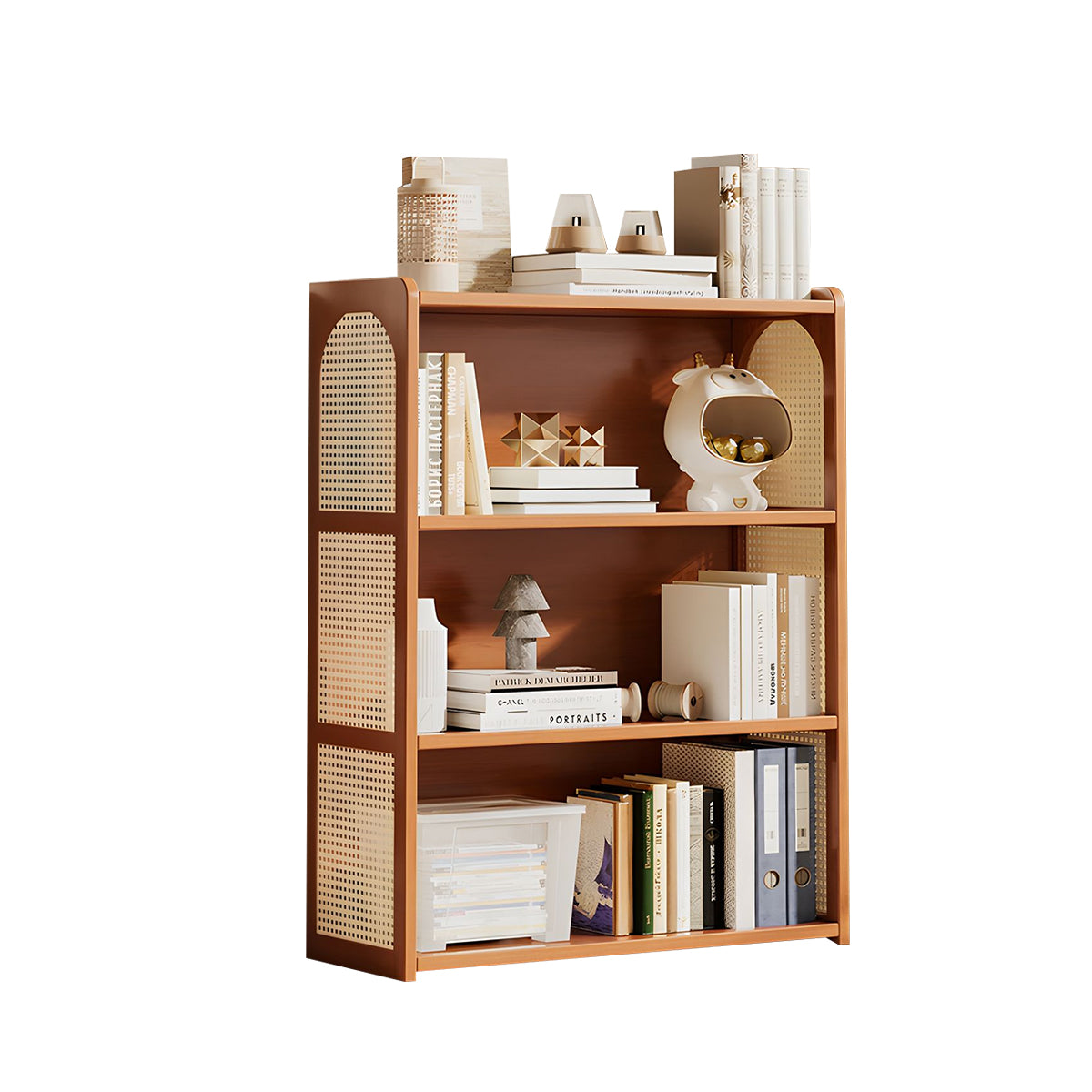 Multi-Functional Bamboo Bookshelf with Spacious Shelves and Raised Edges