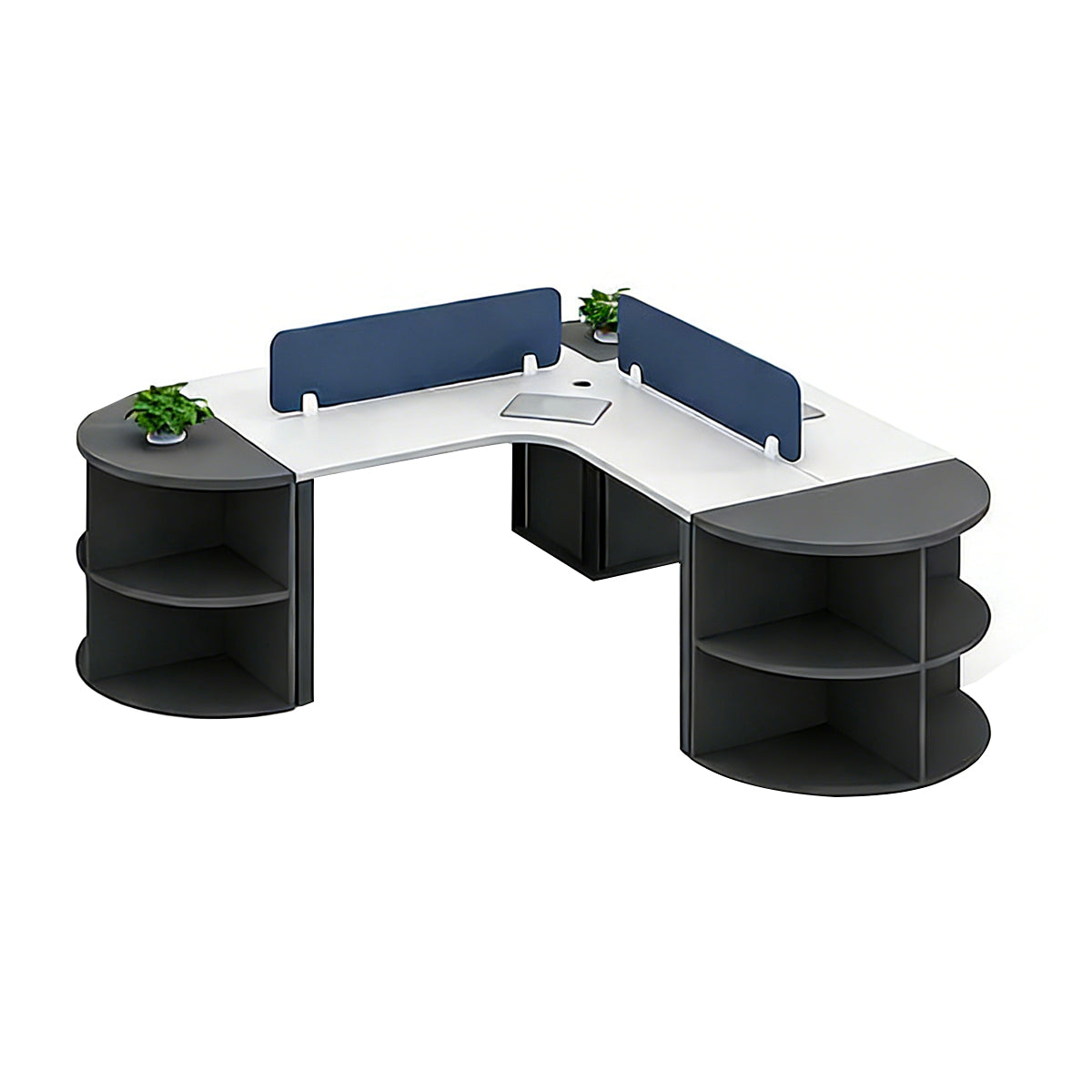 Spacious Office Desk with Privacy Panel and Cable Management