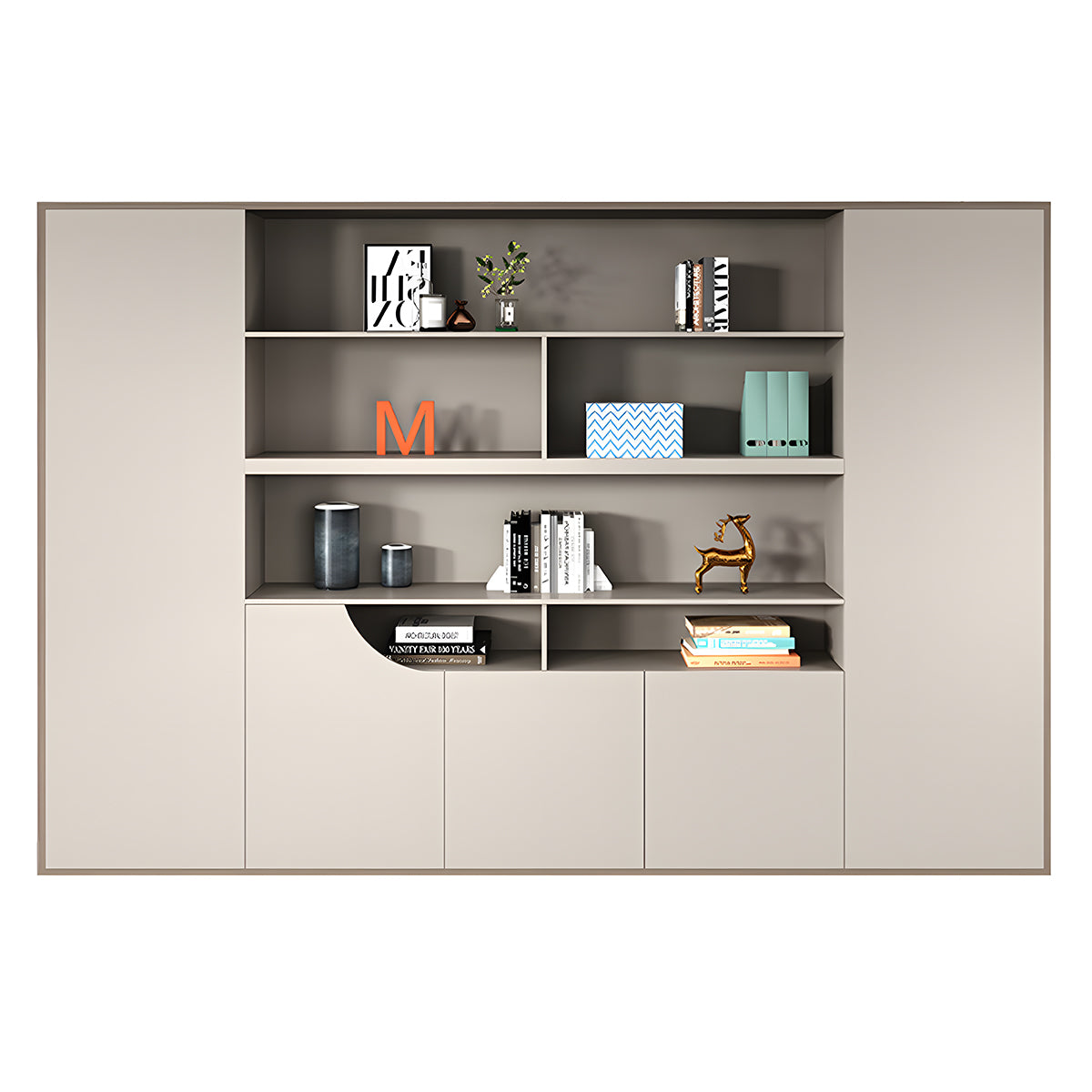 Minimalist Modern Storage Cabinet with Open and Closed Compartments