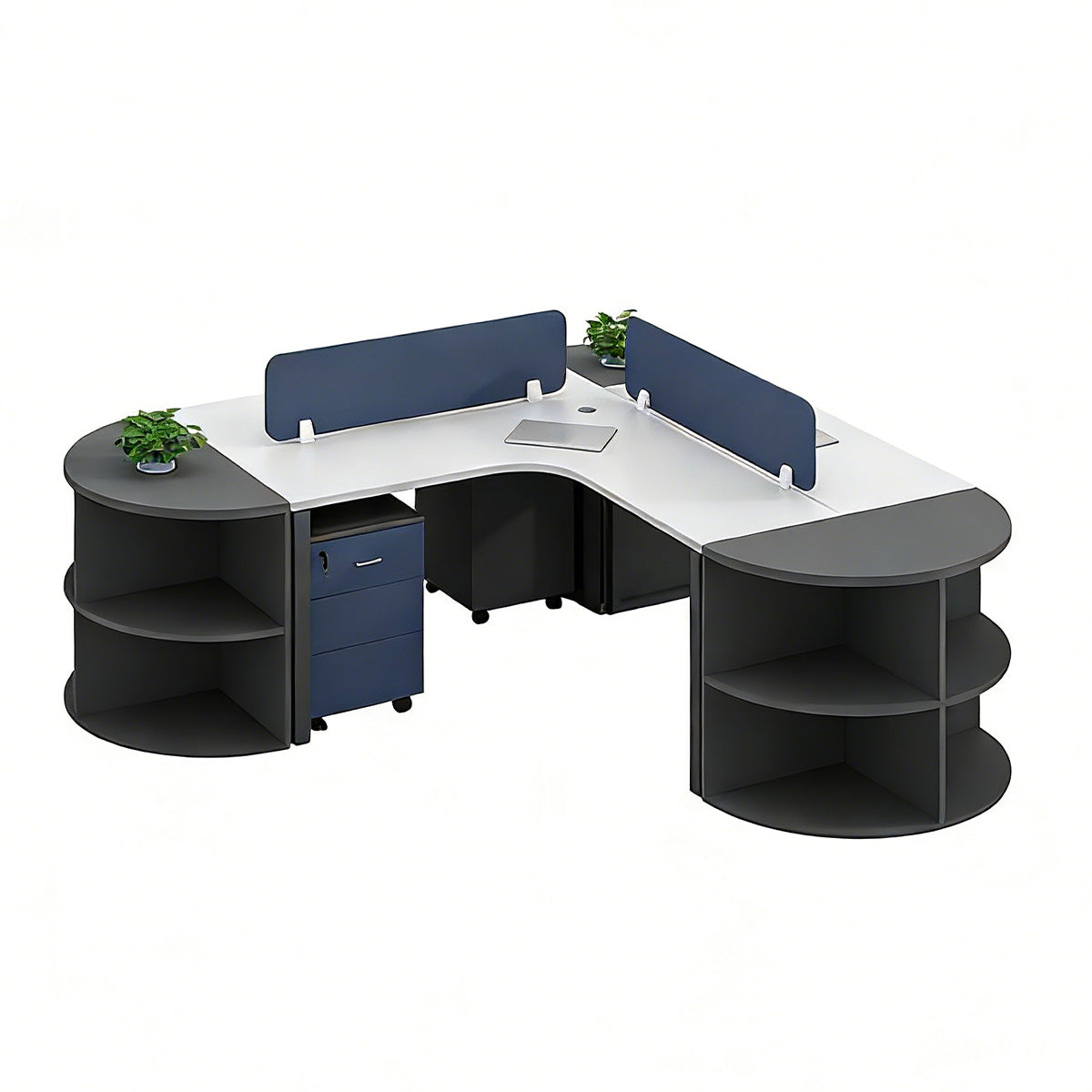 Spacious Office Desk with Privacy Panel and Cable Management