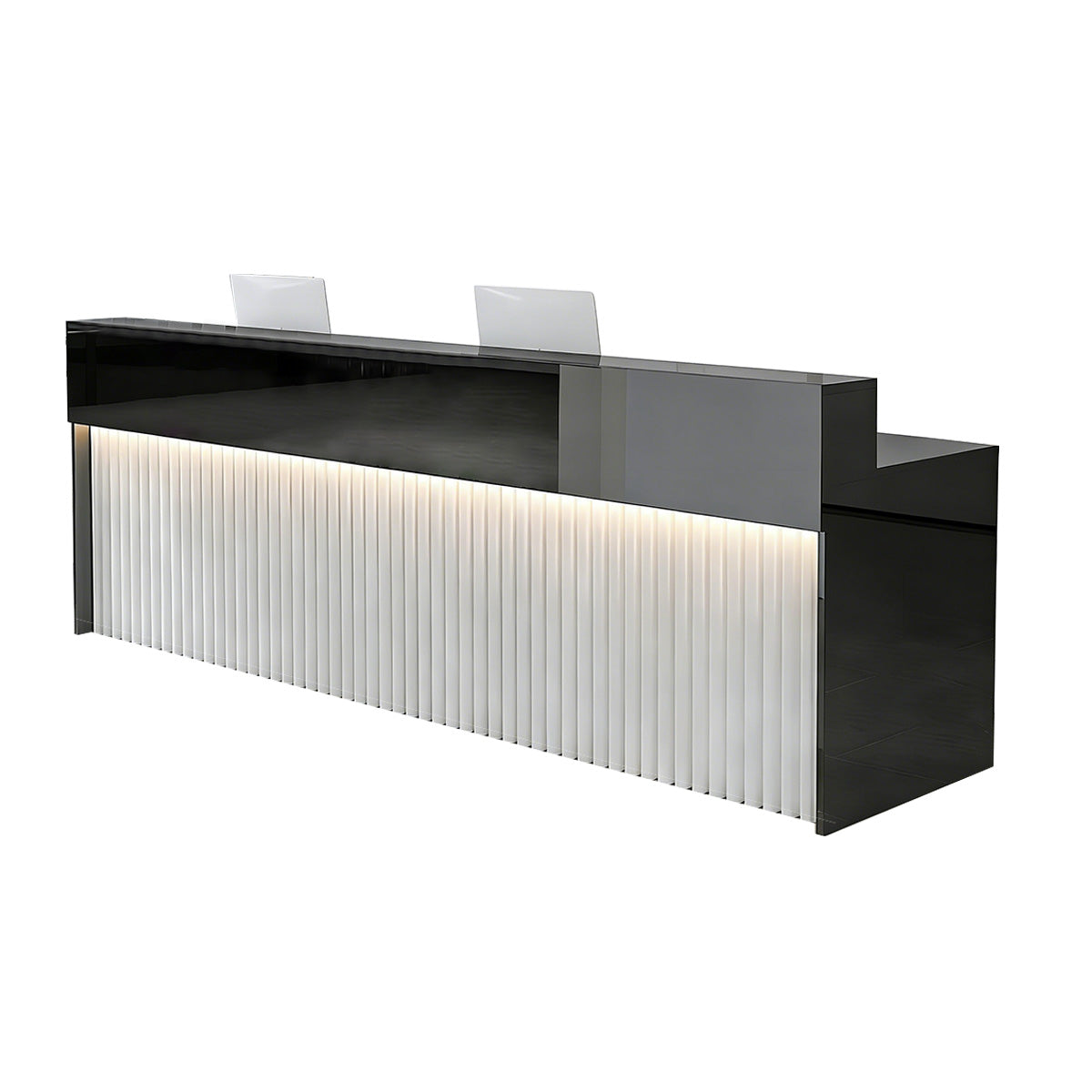 Luxurious Reception Desk with Ample Storage & LED Lights for Office