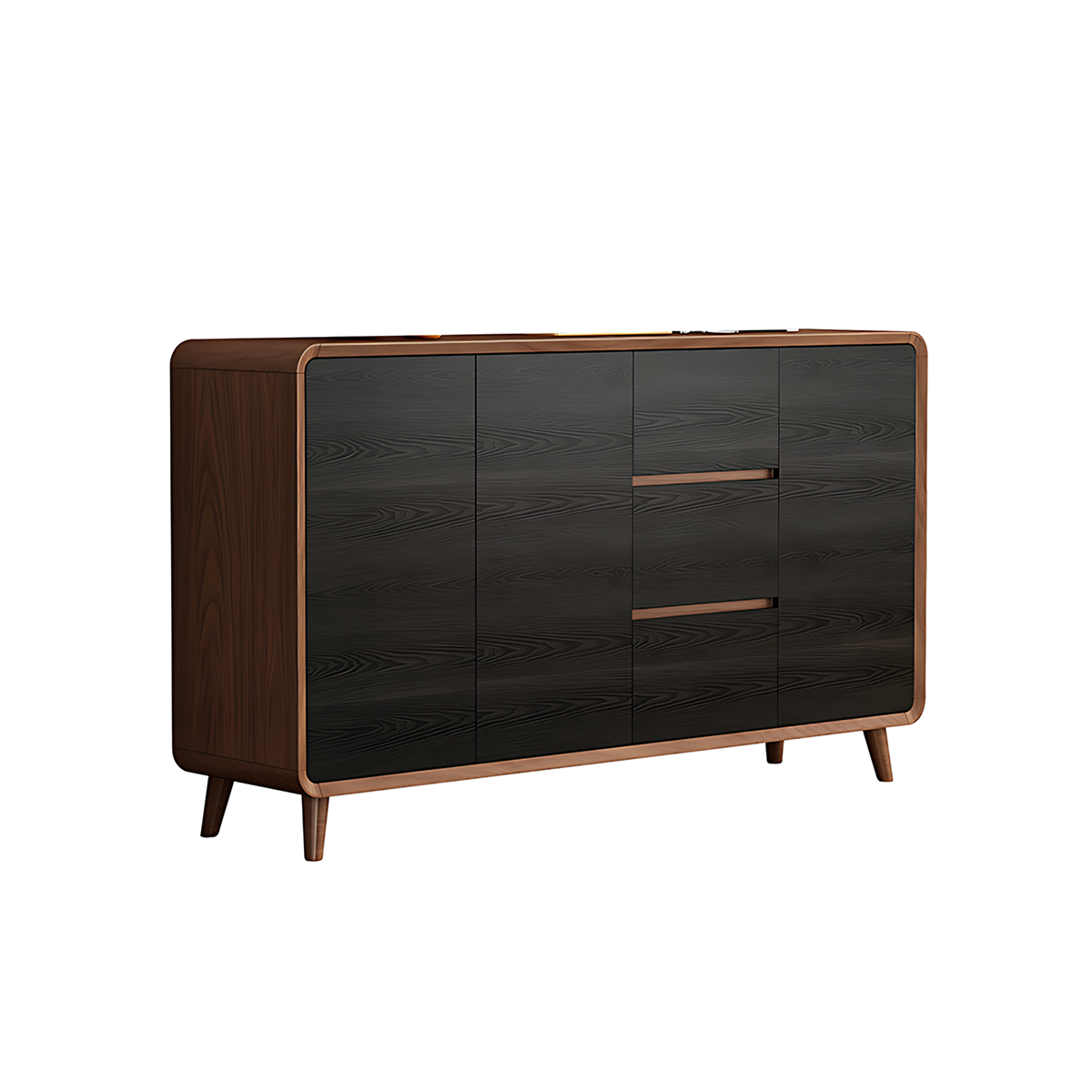 Sleek Solid Wood Sideboard with Adjustable Shelves and Hidden Handles