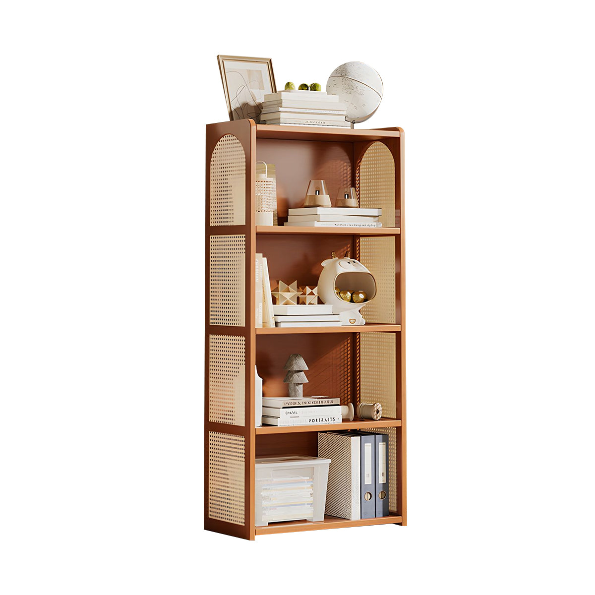 Multi-Functional Bamboo Bookshelf with Spacious Shelves and Raised Edges