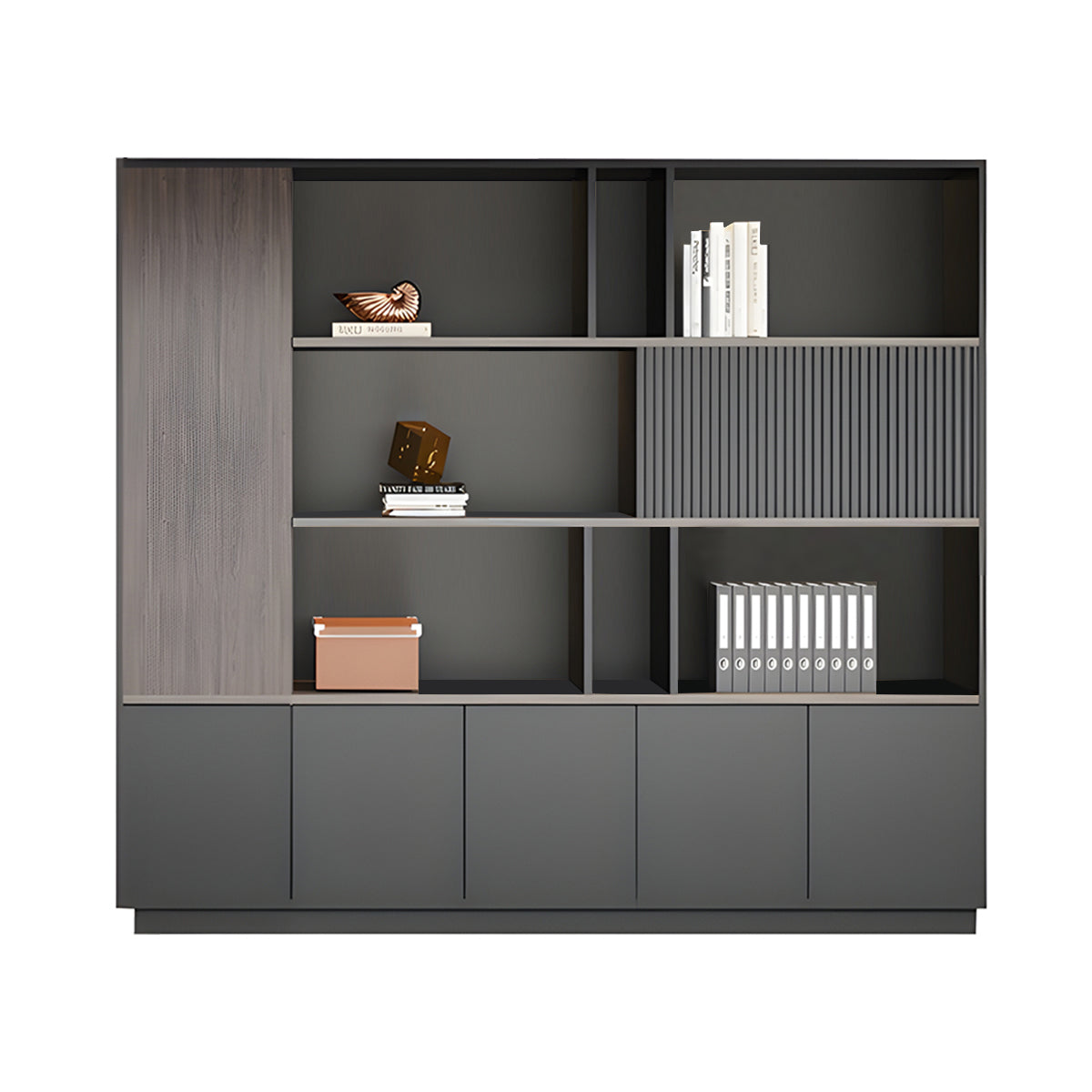 Elegant Storage Cabinet with Soft Lighting Strip and Open Storage