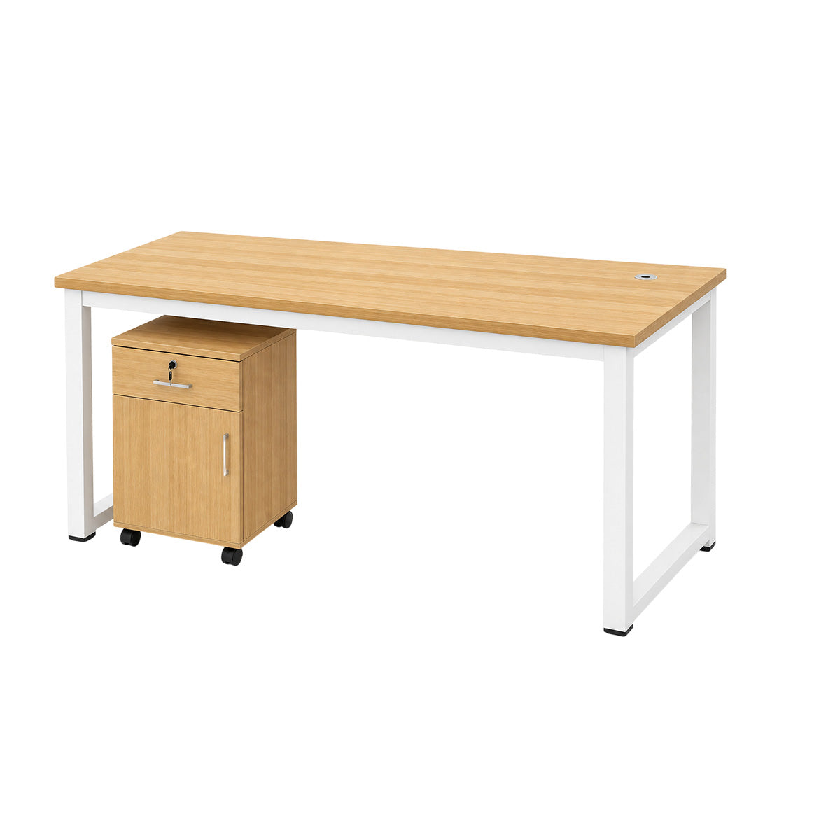 Modular Office Workstation Desk with Privacy Panels, Cable Grommets and Storage