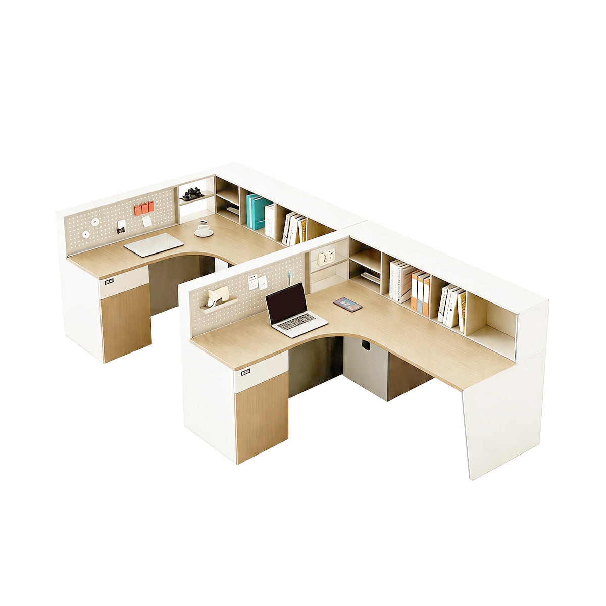 Office Desk, F-Shape 2-Person Left or Right (Interchangeable), L59" x W110" x H43", for executive office workspace, modern executive office furniture