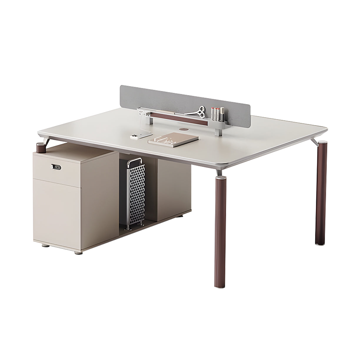 High-End Fashionable Office Desk with Privacy Panels and Sturdy, Practical Legs