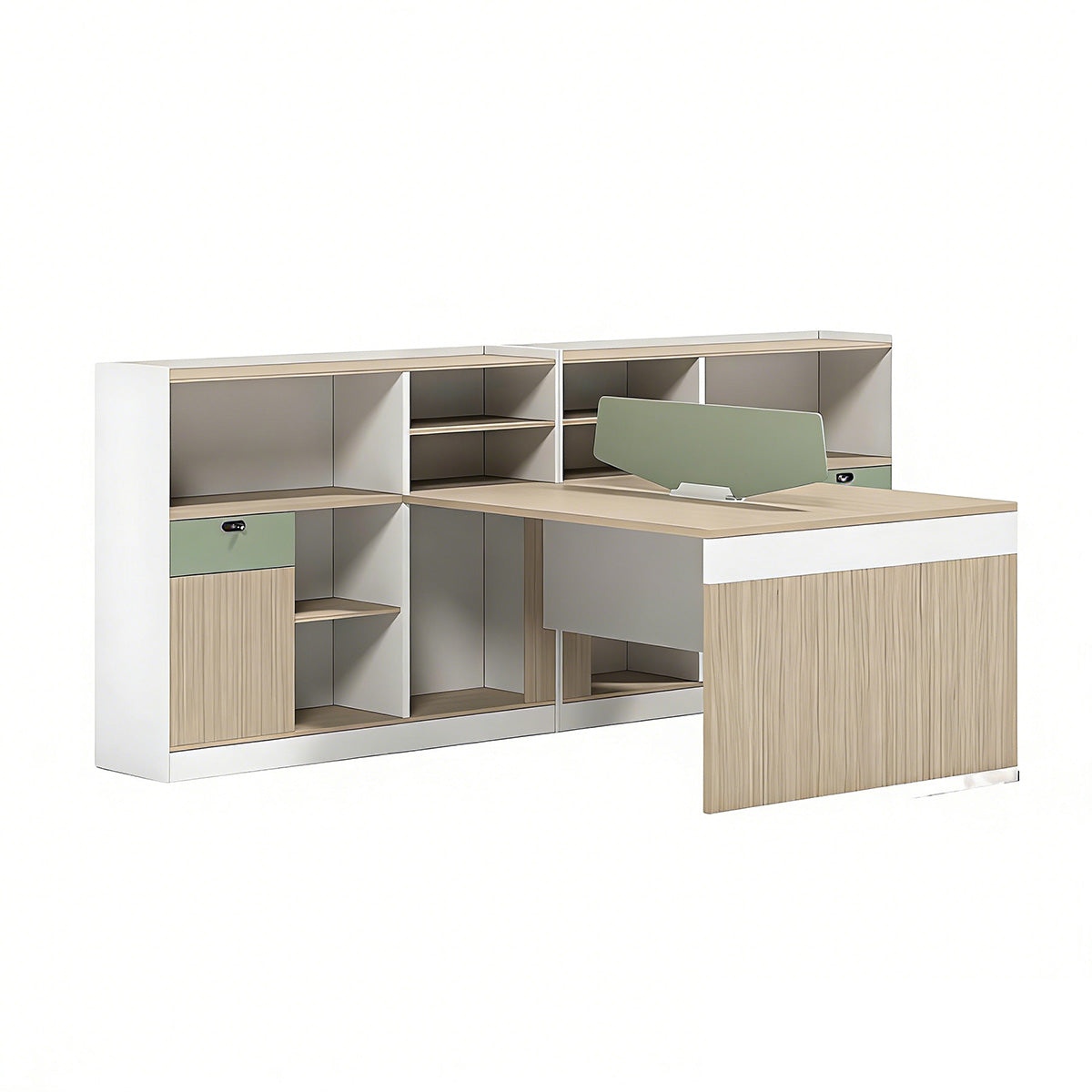 Minimalist Modern Office Desk with Built-In Power Outlets, Ample Side Storage