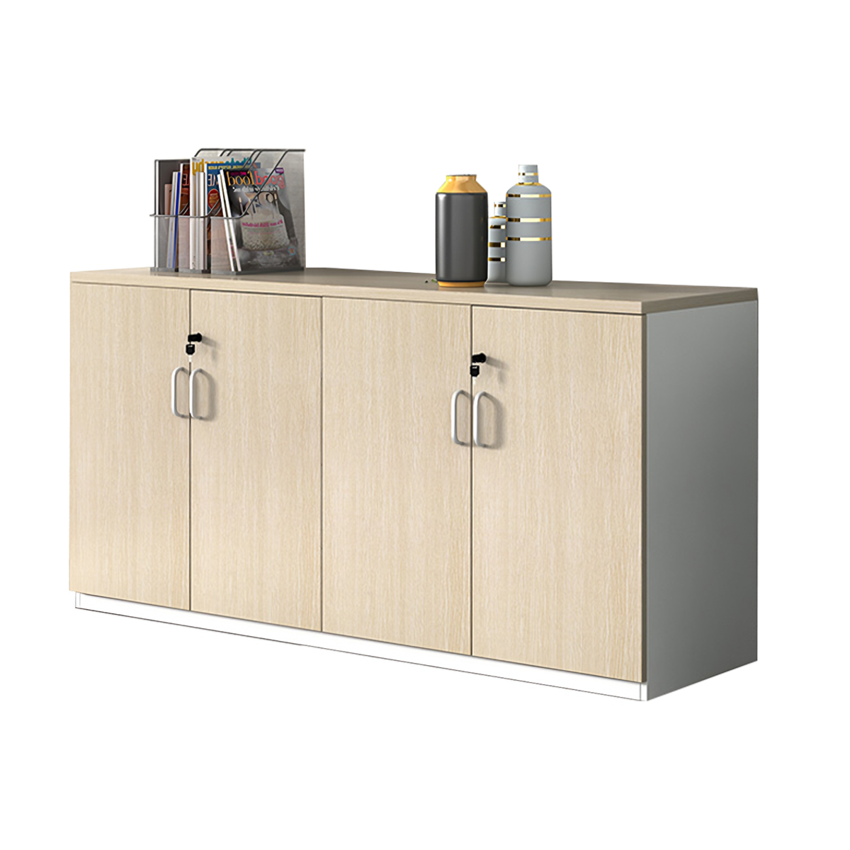 Minimalist Functional Storage Cabinet with Shelves and Drawers