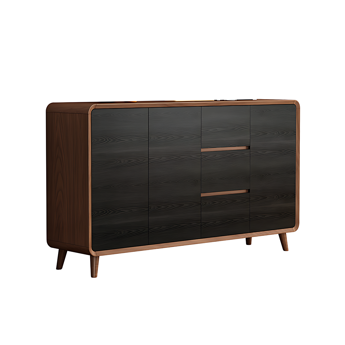 Sleek Solid Wood Sideboard with Adjustable Shelves and Hidden Handles