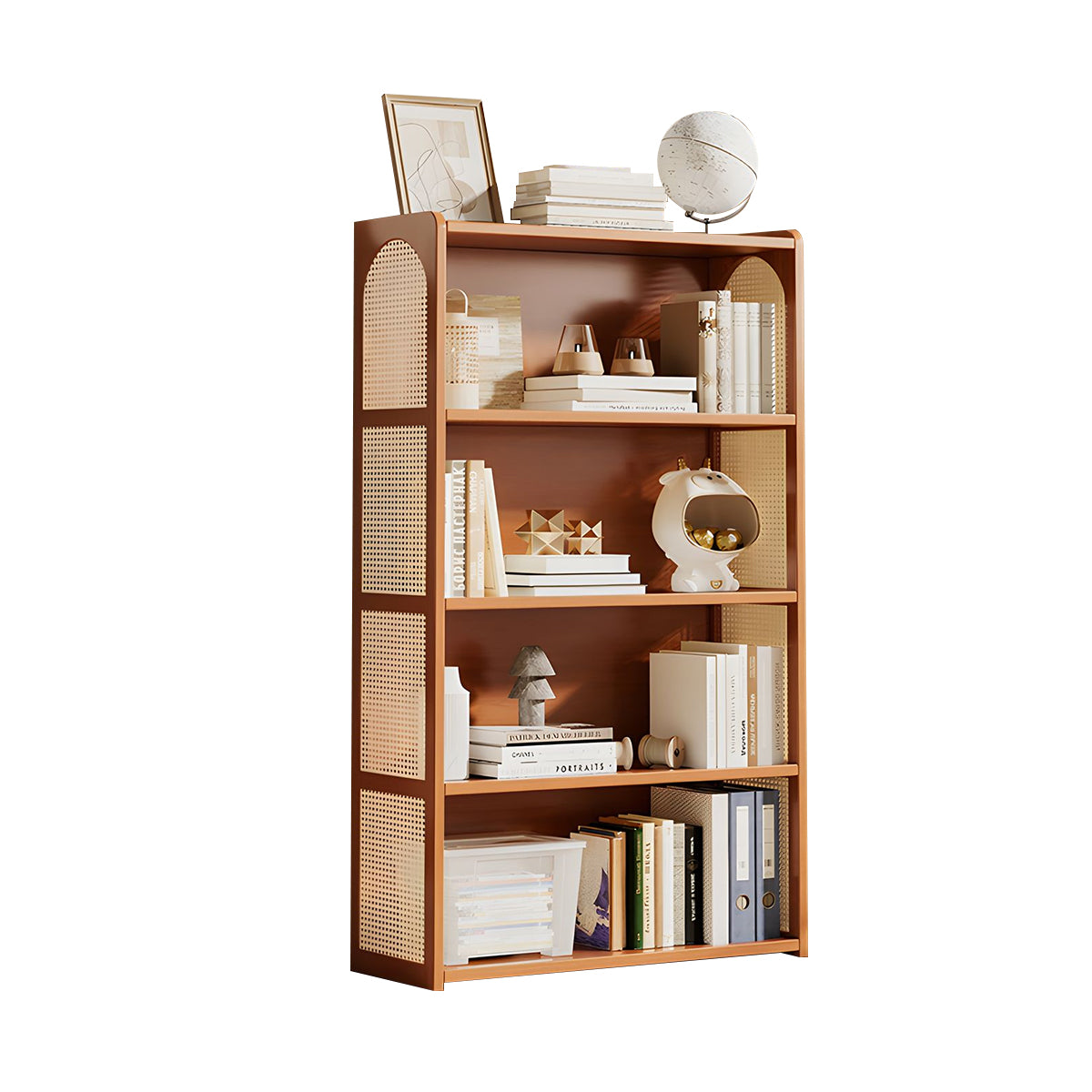 Multi-Functional Bamboo Bookshelf with Spacious Shelves and Raised Edges